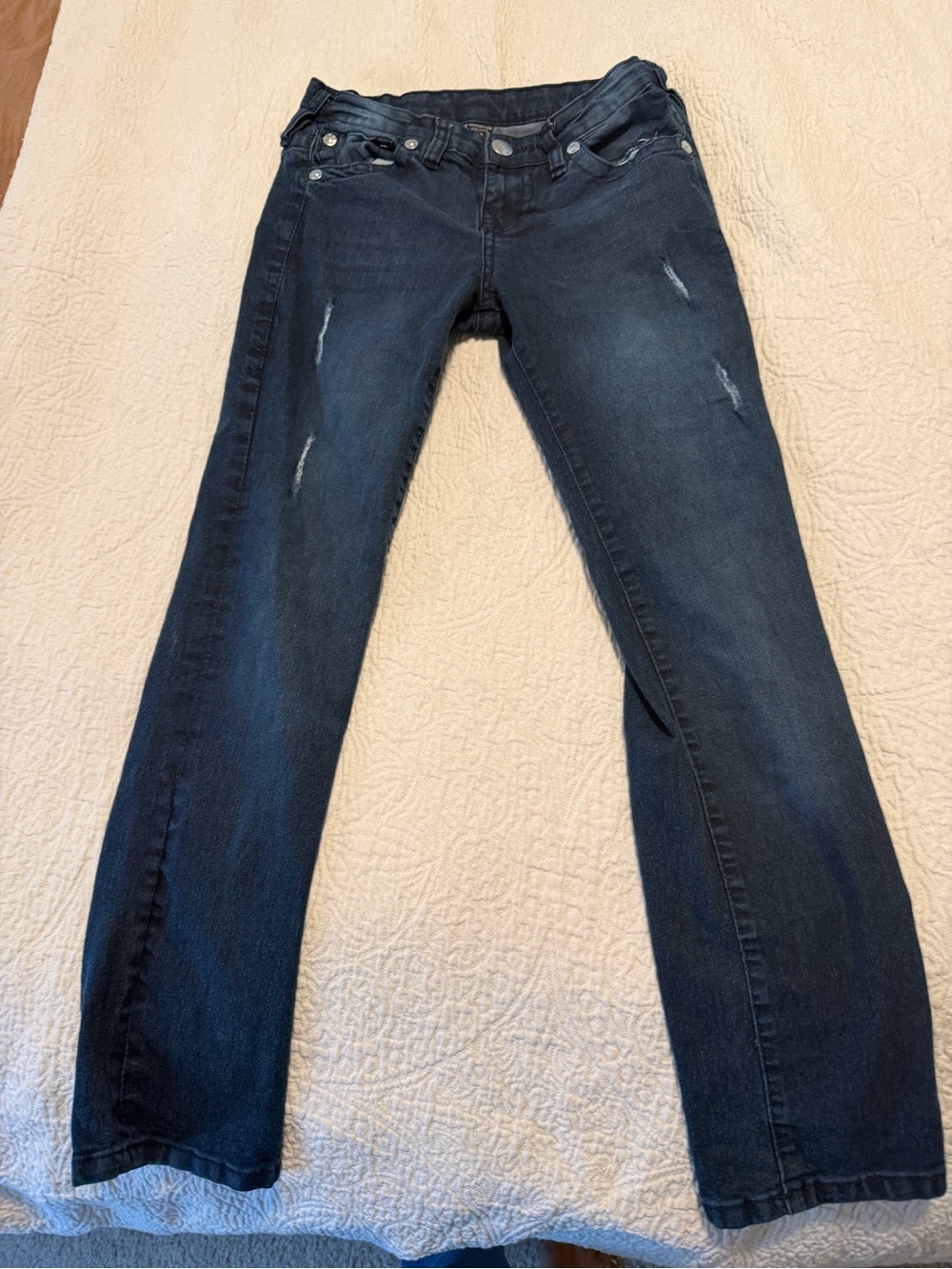 True Religion Women's Dark Indigo Straight Leg Jeans